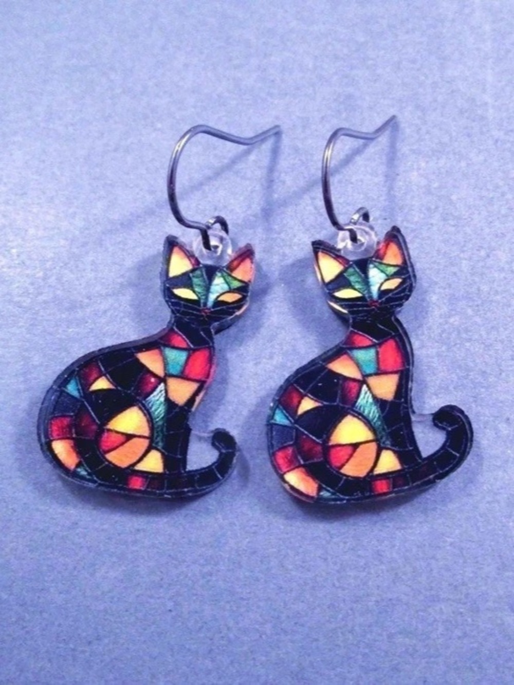 Multicolor Cat Dangle Earrings